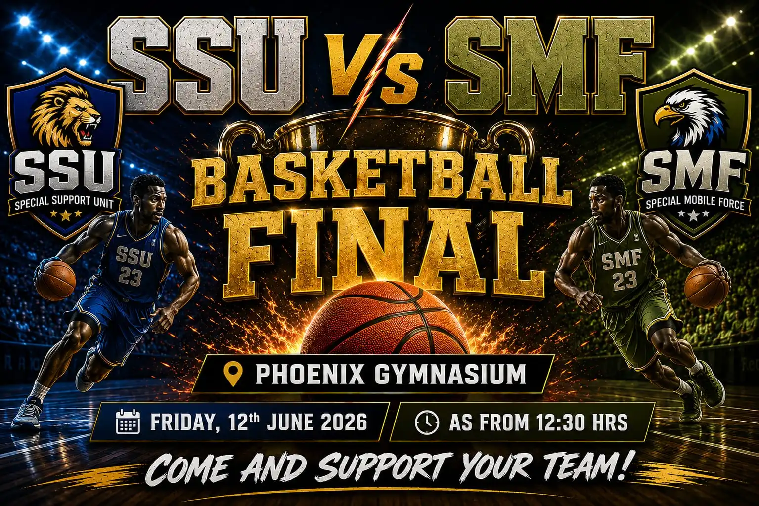 Police Basketball 2026 final ssu vs smf poster