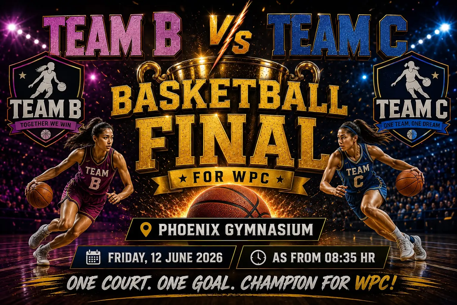 Police Basketball 2026 final team b vs team c poster